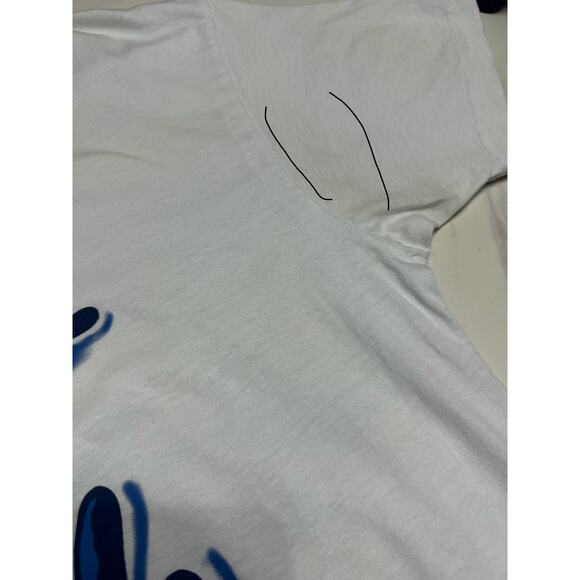 OUTRANK MEN'S CUSTOM WHITE & BLUE CREW NECK SHORT SLEEVE T-SHIRT SIZE LARGE - Picture 7 of 7